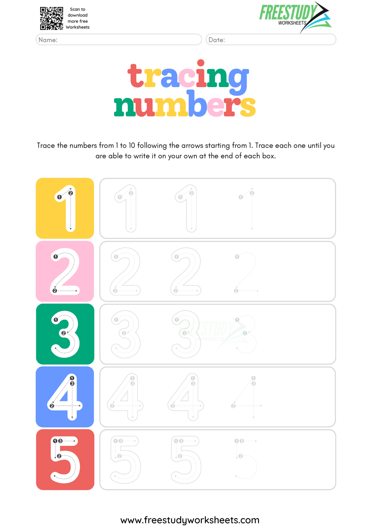0-10 All number tracing worksheets