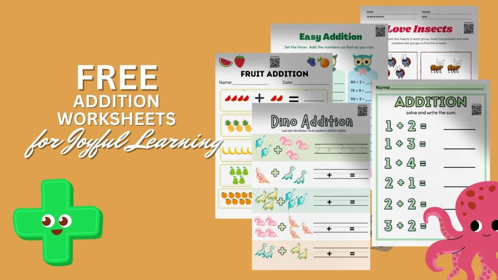 Addition worksheets for kindergarten