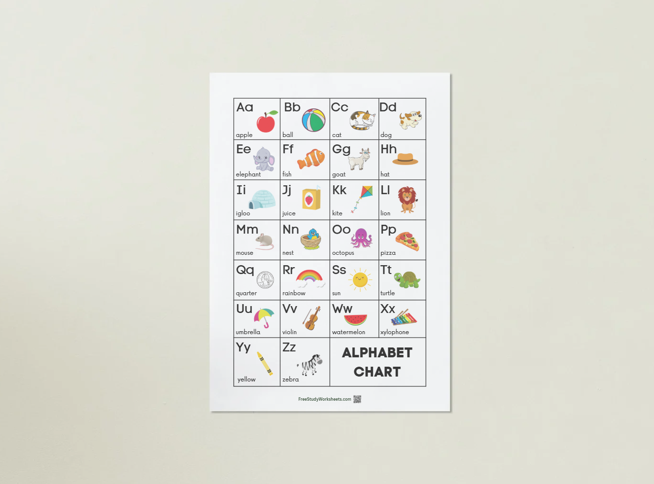 Alphabet chart for kids