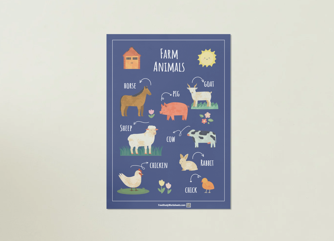Farm Animals poster for kids