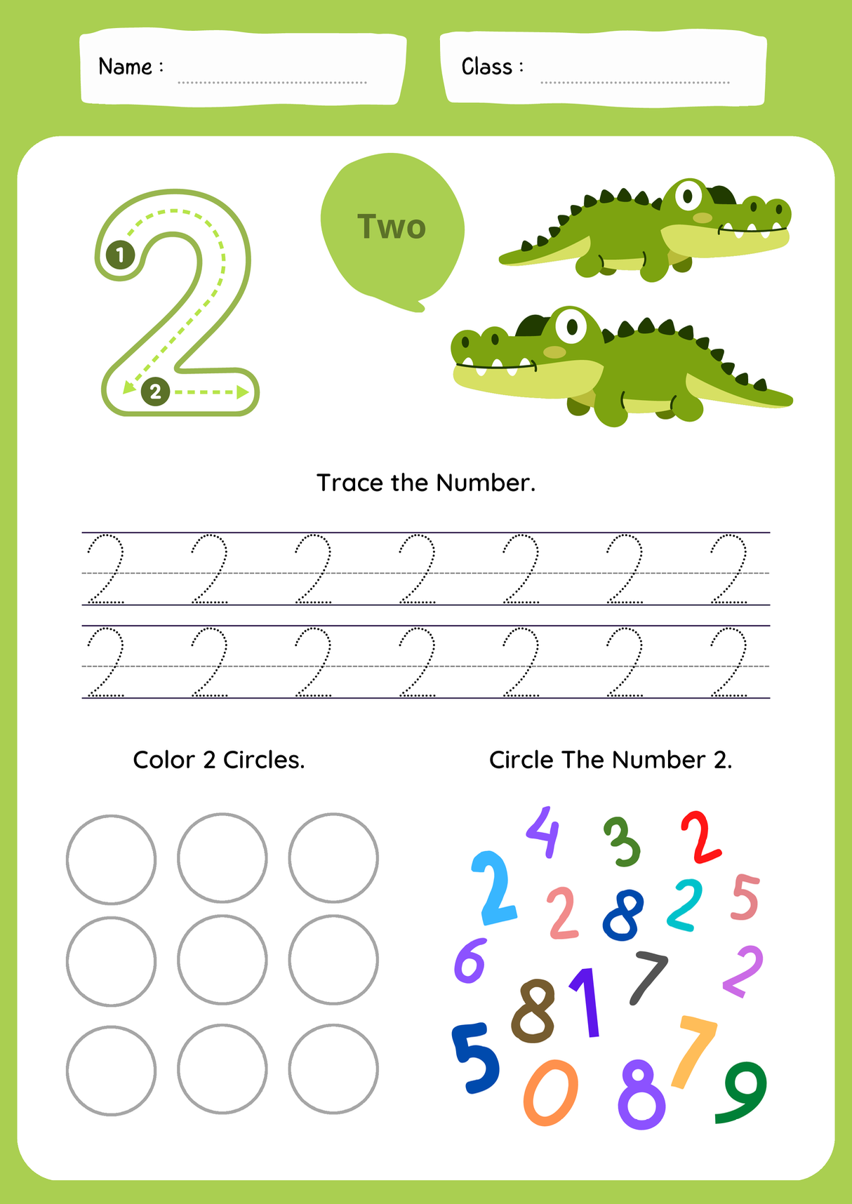 Letter tracing Number 2