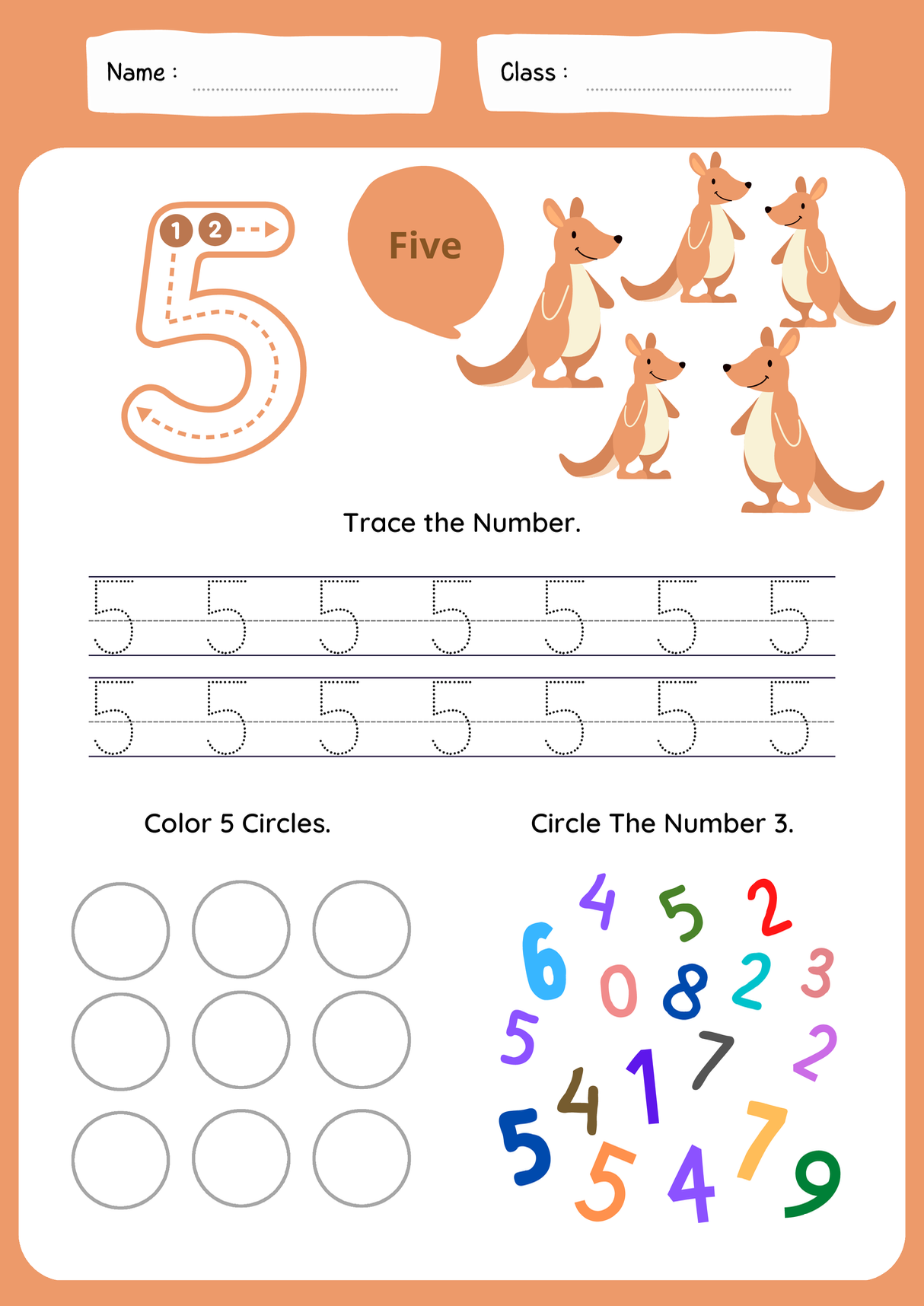 Letter tracing Number 5