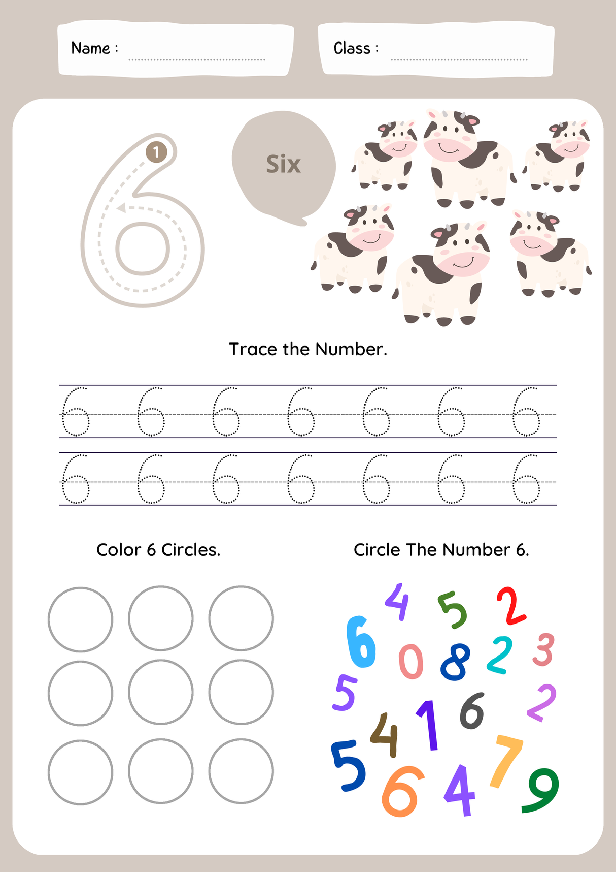 Letter tracing Number 6
