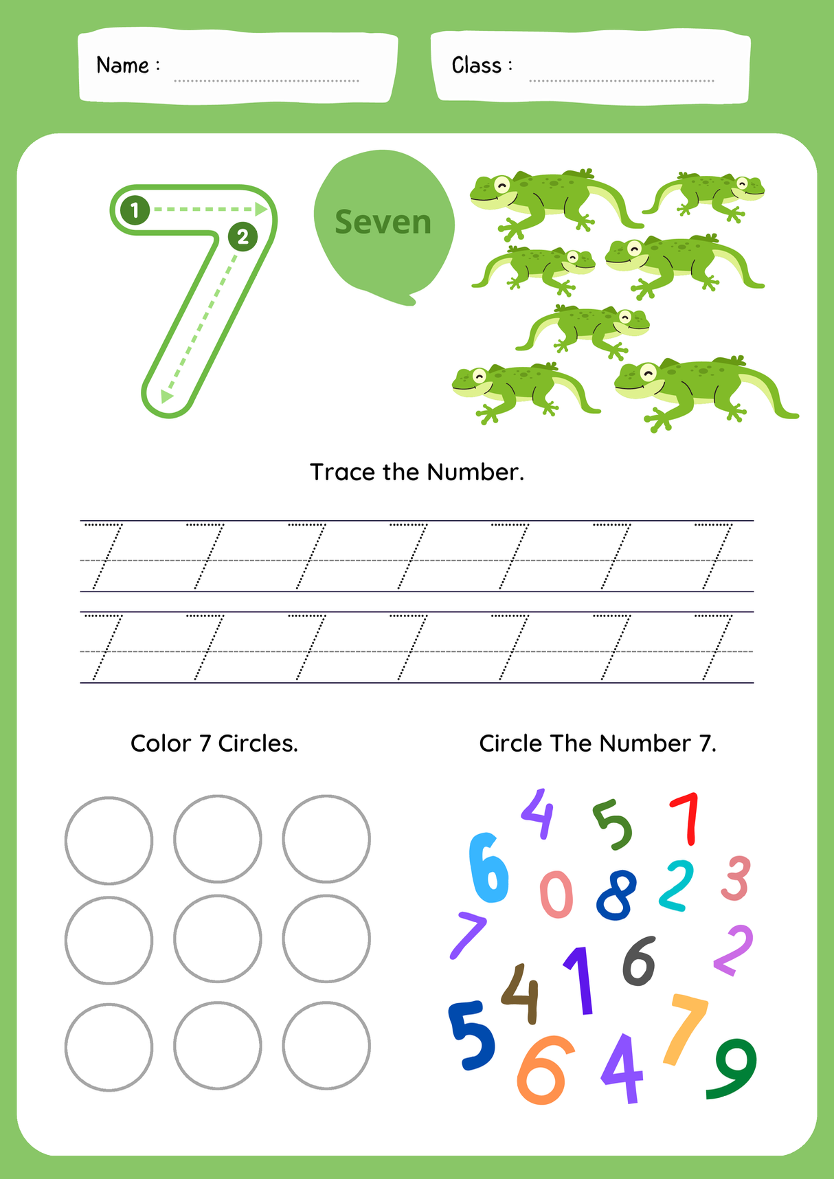 Letter tracing Number 7