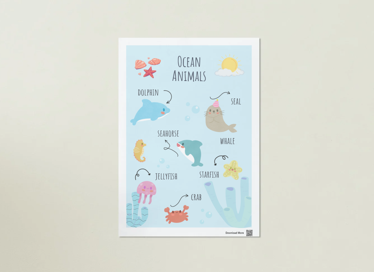 Ocean Animals Poster for kids