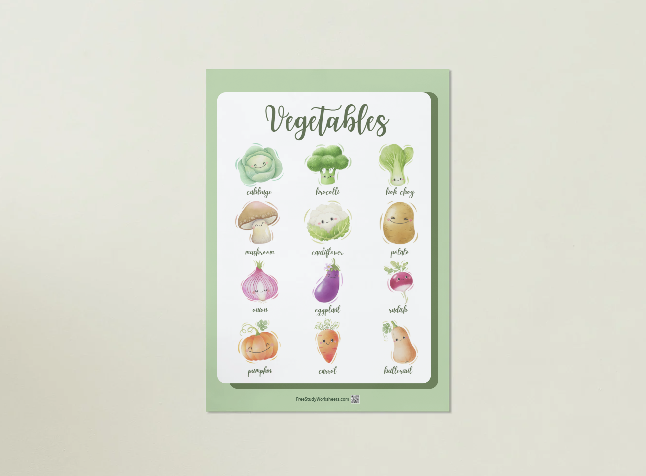 Vegetables posters for kids